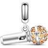 GNOCE Ciondolo Microfono 925 Argento Sterling Cantare nella Vita Mini Microfono con Ciondolo Pendente in Zirconia Cubica per Bracciale/Collana Regalo di Gioielli per Ragazza Donna