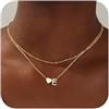 TINGN Collana in oro con lettere da donna - oro 18 carati placcato oro con lettere A-Z ciondolo a forma di cuore, con lettere personalizzate, collana multifila, regalo di compleanno per donne e