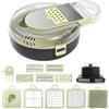 AKIZA Affettaverdure 9 in 1 Lame Intercambiabili Taglia verdure con Ciotola Scolatore Mandolina Manuale Taglio a Cubetti Lame Cucina Design Compatto e Resistente