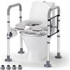 TLPEMN Rialzo WC per Anziani, Alzata per WC con Altezza e Larghezza Regolabili, Alza Water x Anziani con Braccioli per Anziani, Seduta Imbottita e Telaio in Alluminio, Adatto a Qualsiasi WC, Portata 150 kg