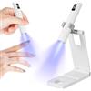 CIMOYBAI Mini lampada UV per unghie in gel, lampada UV per unghie con supporto, ricaricabile, piccola lampada UV portatile, 2 modalità timer, asciuga unghie per smalto gel (bianco)