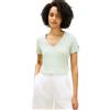 Tommy Hilfiger Donna T-Shirt Maniche Corte Linen con Scollo a V, Verde (Gentle Jade), L