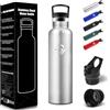 HoneyHolly Borraccia Termica 750ML, Senza BPA, Bottiglia Termica, Sottovuoto a Doppia Parete, Borracce Termiche, 18/8 Acciaio Inox, Borraccia Acciaio, con Cannuccia, Termos per Sport, Bici - Acciaio Inossidabile