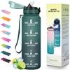 Mulbijeo Borraccia con Cannuccia, 1 Litro BPA Free, Borraccia Palestra, Scala Temporale, Borracce Motivazionale, con Bocca Larga e Coperchio Antigoccia, Bottiglia Acqua, Ideale per Scuola, Ufficio, Palestr