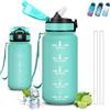 Grsta Borraccia, 500ml Borraccia Bambini, Bottiglie con Cannuccia, Senza Perdite, Borraccie Motivazionale, Facile da Trasportare, Bottiglie Graduata, Con Chiusura di Sicurezza, Borracce per Scuole, Ufficio