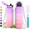 JAPORIA Borraccia 1.5L, Borraccia con Marcatori Temporali, a Prova di Perdite, Borracce con Filtro, Bottiglia Acqua senza BPA per Scuola, Ufficio