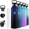 Grsta Borraccia Termica 1 litro, Senza BPA, con Cannuccia, Senza Perdite, Borraccia Acciaio Inox, Acciaio Inossidabile 18/8, Borracce Termiche per Campeggio, Viaggio, Fitness