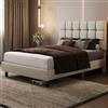 Yaheetech Letto Matrimoniale Imbottito con Testiera Quadrata | Struttura Letto 140 x 200 cm Beige Doghe in Legno Altezza Regolabile Montaggio Semplice Comfort per Camera Da Letto