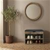 EDAXO BOXIMO Scarpiera con panchina, 60 x 30 x 47 cm, rivestimento in MDF e poliestere, panca con vano portaoggetti, porta scarpe per ingresso (marrone scuro)