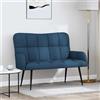 Kaloriko Divano a 2 Posti Blu Tessuto 115x61x87 cm con Struttura in Legno e Metallo per Soggiorno Lounge Moderno e Relax in Interni