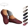 Generic Scarpe ortopediche morbide e flessibili, mocassini retrò larghi da donna, leggeri e confortevoli, con punta tonda, ballerine in pelle scamosciata, con bottoni elastici