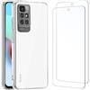 NEW'C Cover per Xiaomi Redmi 10 + 2x Pellicole Vetro Temperato Trasparente | Cover + 2x Pellicole Schermo, 6,5 Pollici, Durezza 9H, Antiurto, Antigraffio, Raised Edges, Sottile, Anti-impronta