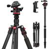 NEEWER BASICS 162cm Monopiede Treppiede da Viaggio in Fibra Carbonio, TP17B | Cavalletto per Fotocamera e Telefono Leggero Compatibile con iPhone 18 Pro Max per Foto Video, Testa a Sfera Arca, Max 6kg