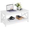 Yaheetech Tavolino da Caffè Tavolo Basso da Salotto 100x50x45 cm Bianco | 2 Ripiani con Piano Inferiore Grande, Stile Moderno Portaoggetti, Mobiletto in Legno Ideale per Soggiorno e Divano