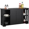 Yaheetech Credenza da Cucina 106,7x33x63 cm con 2 Ante Scorrevoli | Mobiletto Nero Cucina Arredo TV con Ripiano Regolabile Multiuso da Salotto Struttura Robusta