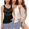 ANYFITTING Canottiera da donna con reggiseno integrato, senza maniche, basic, scollo a U, imbottita, senza stiratura, per yoga, S-3XL, 0350 nero + bianco + grigio, M