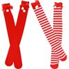 Amosfun 2 paia di calze natalizie al ginocchio sopra il ginocchio, calze calde a righe lunghe per bambini, regali di Natale invernali, compleanni, Xmas feste, cosplay