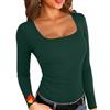 Aottori Maglia Donna Manica Lunga Scollo Quadrato Costine | Maglietta Elegante, Slim Fit, Sottogiacca, Aderente Elasticizzato, Basic Tops, Cotone Sexy, Tinta Unita