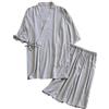 Generic Set di pigiami giapponesi Jinbei da uomo, stile yukata, kimono avvolgente a maniche corte e pantaloncini, abbigliamento estivo leggero e traspirante, abbigliamento da notte per viaggi, elastico in