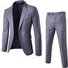 HshDUti Abiti da uomo 2 pezzi Slim Fit Suit Set One Button Giacche Solide Pantaloni Cena di Nozze Abiti per gli Uomini Business Formale Casual Lapel Blazer & Pantaloni Grigio Chiaro S