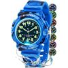 DTKID Orologio Bambini Analogico, Luci 7 Colori, Impermeabile 3 ATM | Illuminazione colorata, movimento al quarzo, materiale in pelle, adatto per regali di 5-18 anni
