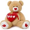 MorisMos Orso Peluche 110cm, XXL Orsacchiotto Giganti Carini, Orsetto di Peluche Grande Morbido,Idee Regali San Valentino per Bambino Fidanzata San Valentino Compleanno Deco