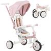 AIYAPLAY Triciclo per Bambini 5 in 1 Cintura 5 Punti 96.5x49x101 cm Rosa | Barra di Sicurezza, Maniglione, Copertura Superiore Rimovibile, Triciclo Bambini in Alluminio e PP