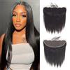 Misser Closure Tessitura brasiliana capelli umani HD pizzo frontale 13 × 4 Ear to Ear to Ear lace Closure with Baby Hair Brazilian Virgin Human Hair Naturali Nero 16 pollici (40 cm)