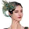 SDFWGG Cerchietto con Piume di Pavone Copricapo Vintage per Capelli Accessorio Capelli Anni 20 Cerchietto Anni 20 Copricapo Piume per Donna Stile Retrò da Festa