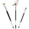 qiipii 3PCS Professionale Doppio Estremità Trucco Grooming Spazzole | 1 pennello per ombretto e correttore, 1 pennello per eyeliner, ultra sottile, obliquo, angolo piatto