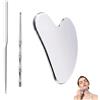 DTDULL Kit Massaggio 3 Pezzi per Riflessologia Plantare e Viso, Penna Agopuntura e Digitopressione, Gua Sha a Cuore per Massaggio Miofasciale e Drenaggio Linfatico, Strumenti Professionali Corpo