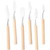 iplusmile 6 Pezzi Set di Spatole per Pittura in Acciaio Inox e Legno Argento | Pittura Artistica e Ceramica, Funzioni di Lisciatura, Sfumatura, Stesura e Miscelazione, Uso Preciso