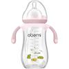 Oberni Biberon 330 ml, cannuccia ponderata, bottiglia per latte per bambini con tettarella variabile (misura +), a partire da 12 mesi, colore rosa/1 pezzo