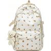 Generico Zaino Floreale Per Scuola, Zaino Da Donna Di Grande Capacità è Realizzato In Tessuto Di Nylon Di Alta Qualità, Con Un Design Fresco E Semplice, E Include Un Portachiavi A Forma Di Orsetto. (Arance)