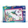 Ravensburger - CreArt Kids 31x21 cm - Numero d'arte - Colibrì e fiori esotici - Kit per dipingere con numeri - A partire da 7 anni - 25851