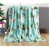 Valerian - Coperta di lusso in velluto ultra felpato con stampa natalizia, morbida, calda, accogliente, per vacanze, 127 x 152,4 cm, 50 x 60 cm, Babbo Natale, pupazzo di neve, colore: foglia di tè