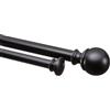 Amazon Basics Bastone doppio per tenda estensibile con terminali a sfera, diametro 19 mm, da 183 a 366 cm, nero