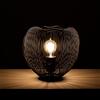 STONES HOME FURNITURE, Lampada da Tavolo con Struttura a Gabbia in Metallo, Lampada da Scrivania con 1 Lampadina, Modello Jaula, Colore Nero Lucido, 26 x 26 x H 25 cm