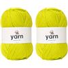Korbond Yarn - Bright Green - 2 x 100g Acrylic Wool - Lightweight, Hypoallergenic & Durable Double Knit Crochet Yarn Knitting Wool