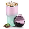 Mulbijeo Termos Caffè 600ML, Tazza termica Riutilizzabili Prova di Perdite, Bicchiere Termico, Acciaio Inox 304, Travel Mug per Caffè Caldo e Freddo, Rosa chiaro & verde chiaro