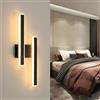 Comely Applique da Parete Interno 32W 3600LM Nero Lungo Lampada da Parete | Lampada a Muro Interni per Camera da Letto Soggiorno Bagno Ufficio Corridoio Scale, Luce Caldo 3000K
