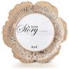 SWTHONY Cornice portafoto rotonda floreale in oro rosa, 10 x 10 cm, a forma di fiore, con vetro frontale in vetro ad alta definizione, per matrimoni, lauree