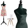 Relaxdays manichino da sarta donna, velluto, taglia 36/38, colori | altezza regolabile 130-167 cm, base in legno