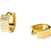 Purelei Orecchini a cerchio ovali, impermeabili, con superficie scanalata, in acciaio inox e placcatura in oro 14 K/18 K, eleganti orecchini per ogni occasione