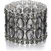 EVER FAITH Bracciale Statement Wedding Party Austriaco Strass Cristallo Doppio Strato Lacrima Bracciale Elastico per Donna Abbagliante Tono Argento