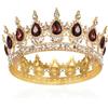 hengkaixuan Diadema rotondo per ragazze, corona da sposa, corona da regina, corona barocca, con strass scintillanti, copricapo da principessa per carnevale, gioielli per costume da regina, matrimonio, ballo,