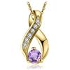 JewelryPalace Collana Infinito Donna Argento 925 con Naturale Ametista Viola, Collana Ciondolo Pietra a Taglio Rotondo con Catena 45cm, Collane Pendenti Lunghe Tre Ori Anniversario Set Gioielli Donna