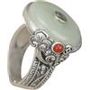 Generic Anello vintage cinese in giada e argento, dettaglio ornato, aperto con misura regolabile