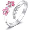 ONEFINITY Anello con fiore di ciliegio per donna, in argento Sterling 925, con fiore rosa, idea regalo