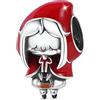 GNOCE Ciondolo a forma di Cappuccetto Rosso, in argento Sterling, adatto per braccialetto/collana per donne, ragazze, moglie, figlia, rosso, argento (Nein)